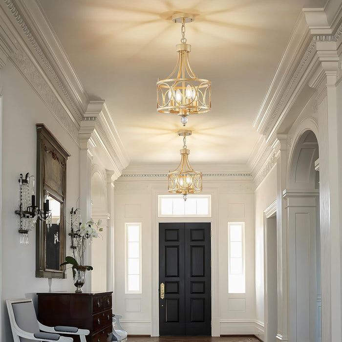 Gold Farmhouse Pendant Chandelier 11 Inch Adjustable