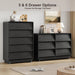 Black 6 Drawer Dresser for Bedroom, 47.2" Modern Wood Dresser with Handle-Free and Curved-Edge Design, Chests of Drawers with Large Capacity