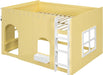 FullSize Wooden Loft Bed WithLEDLightingPlayAreaYellow