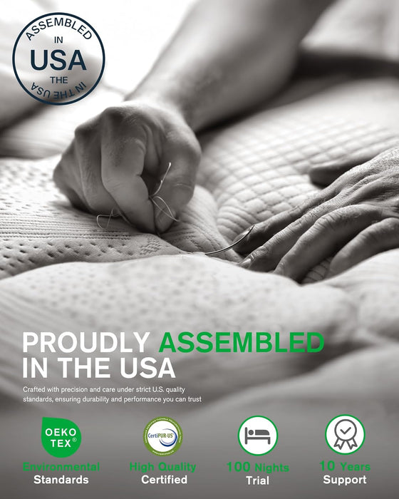 Queen Bed Mattress, 12 Inch Cooling Gel Memory Foam Mattress for Pressure Relief, Made in USA Queen Size Mattresses in a Box, Fiberglass Free, Medium Firm, Certipur-Us Certified, Motion Isolation