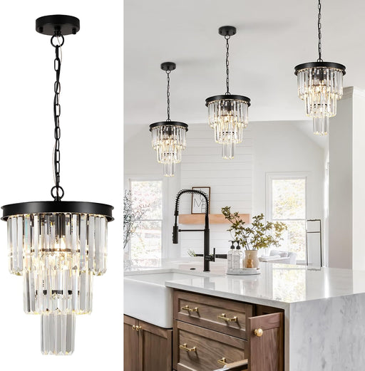 Black CrystalChandelier Pendant Light With K9 Crystals