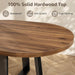Extendable round Dining Table Wood Circle to Oval Kitchen Table for 4 to 6 People with Black Cross Metal Legs Modern Rustic Walnut Dinner Table Space Saving Furniture