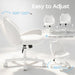 Vanity Chair with Cat Back,Armless Small Office Desk Chair,White