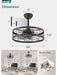 20 Inch Fandelier Caged Ceiling Fan with Light, Bladeless Ceiling Fan with Remote, Farmhouse Fan Lights Ceiling Fixtures for Kitchen, Bedroom, Outdoor(6 Speed, Timing) - Walnut