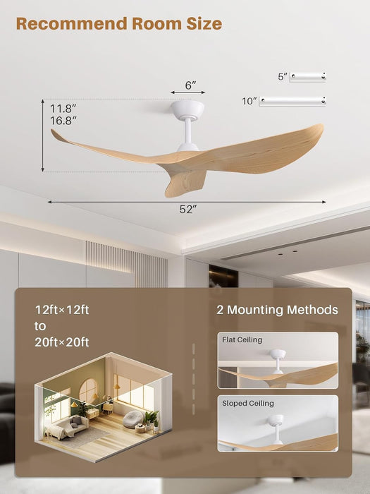 Contemporary 52 Inch Silent Reversible Ceiling Fan