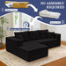 Luxurious Corduroy 108Inch L Shaped Sofa MemoryFoam