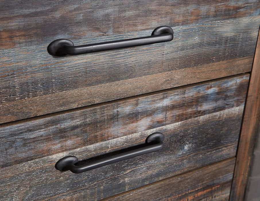 Drystan Weathered Brown Rusticated Six Drawer Dresser