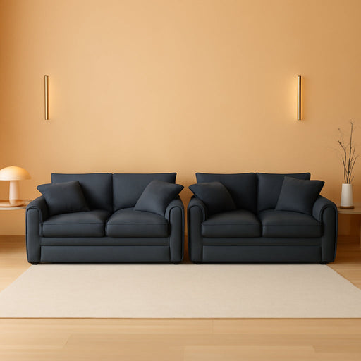 Oversized 2 Piece Sofa Set for Living Room, 3-Seater & Loveseat Couch, Modular Sectional Deep Seat Corduroy Comfy Cloud Couches with 4 Armrest Pillows and 5 Toss Pillows, Grey