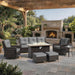 7-Piece Patio Furniture Set, Outdoor Thick Wicker Sectional Sofas with 2 Swivel Chairs, High Back Sectional Couch with Fire Pit Table, Outdoor Conversation Set for Backyard, Porch, Deck, Grey