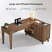 L Shaped Desk with Storage Cabinet & Shelves, 57" Large Corner Computer Desk for Home Office, Modern Wood Writing Desk with Smart One-Side Storage, Space-Saving Workstation for Study & Work