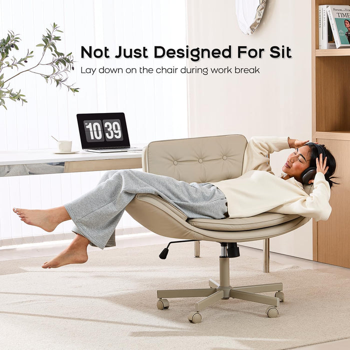 Criss Cross Office Chair, Swivel Makeup Vanity Chair with Wheels