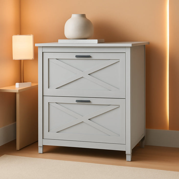 Bush Furniture Key West 2 Drawer Lateral File Cabinet in Cape Cod Gray | Document Storage for Home Office | Accent Chest with Drawers