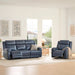 Genuine Leather Power Recliner Sofa, 3 Seater Wall Hugger Reclining Sofas with Power Headrest, USB & Typec Ports, Electric Recliner Couch Set for Living Room, Navy