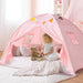 Toddler Bed Tent Canopy: Lights & Flags Indoor Floor Kids Play Tent Playhouse - Portable & Foldable Twin Bunk Bed Curtains - Twin Bed Tent for Girls Gifts (Pink)