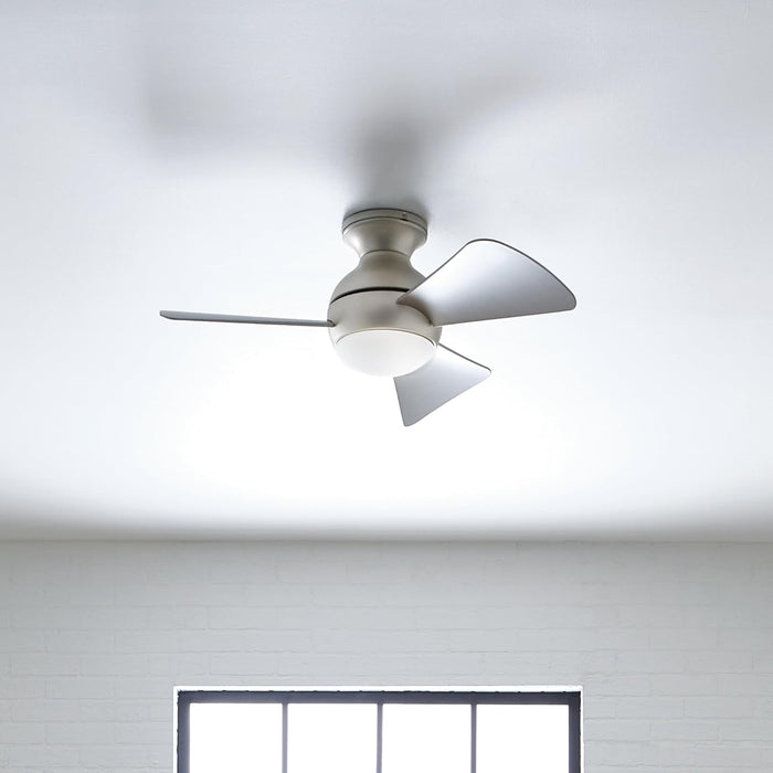 Sola 34" LED Indoor Outdoor Ceiling Fan in Brushed Nickel, 3-Blade, 3000K, (34" W X 11" H), 330150NI