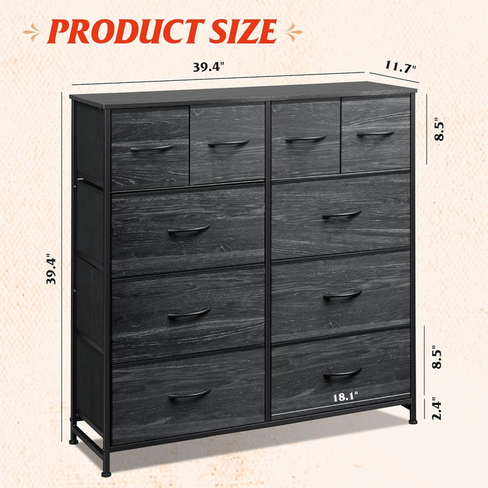 Charcoal Dresser with 10 Drawers