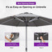 Outdoor Table Sun Umbrella 11.5 FT round Semi Auto Lift, Gray