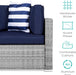 7-Piece Modular Outdoor Sectional Wicker Patio Conversation Set W/ 2 Pillows, Coffee Table, Cover Included - Gray/Navy