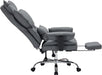 Big and Tall Office Chair, Executive Leather Office Chair with Footrest, 400Lbs Ergonomic Gaming Chair for Adults, Wide Seat Computer Desk Chair with Lumbar Support, 150 Degree Reclining, Gray