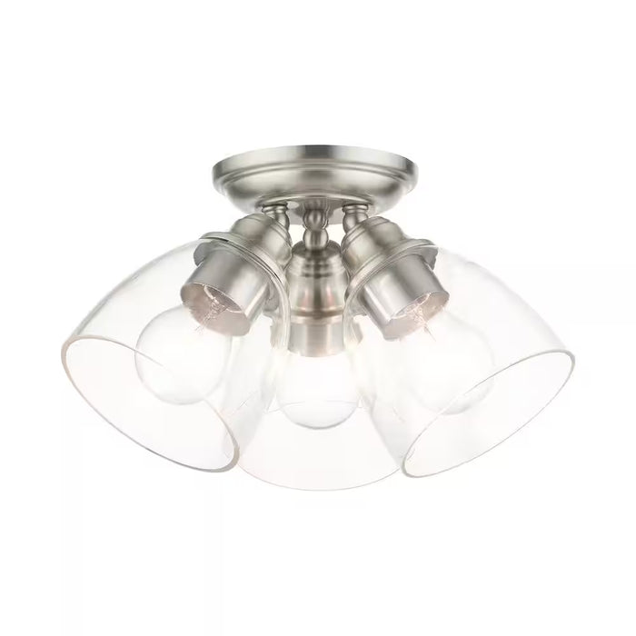 Grandview 3 Light Brushed Nickel Flush Mount