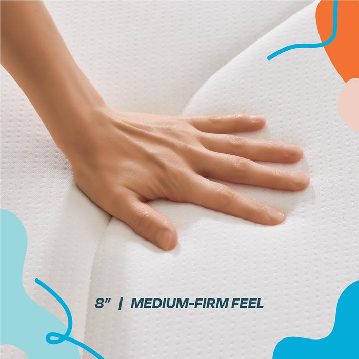 8 Inch Memory Foam and Spring Hybrid Mattress - Medium Firm Feel - Bed in a Box - Quality Comfort and Adaptive Support - Breathable - Cooling - Guest and Kids Bedroom - Queen Size