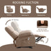 Manual Recliner Chair with Heat Therapy and Massage Function, Heavy Duty Reclining Mechanism Massage Chair, Elderly Single Rocker Sofa with Cup Holders for Bedroom Home Theater,Brown