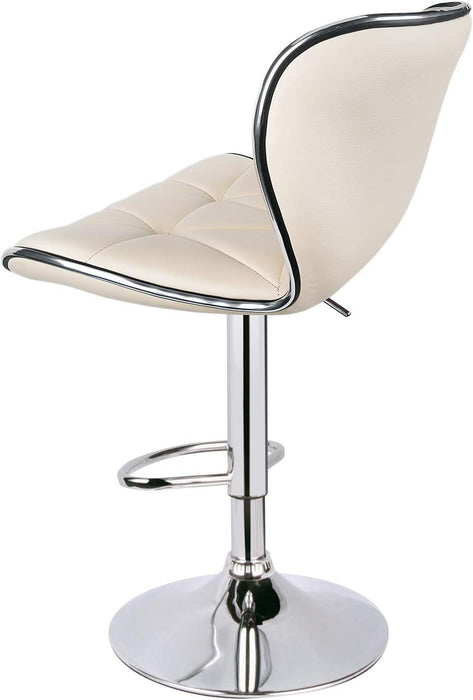 Shell Back Adjustable Swivel Bar Stools, PU Leather Padded with Back, Set of 3 (Beige)