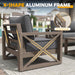 Aluminum Patio Furniture Set, 8 Pieces Modern Metal Outdoor Furniture, Faux Wood Grain Finish Frame Patio Sofa Sets with 6" Cushion for Backyard, Dark Grey (Included Waterproof Covers)