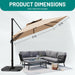 11×11 FT Double-Top Cantilever Patio Umbrella, Beige