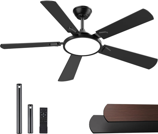 Ceiling Fans with Lights, 52 Inch Ceiling Fan with Light and Remote/App Control, 3CCT, Quiet DC Reversible, Dimmable, Modern Ceiling Fan for Bedroom, Living Room, Kitchen, Indoor/Outdoor Use