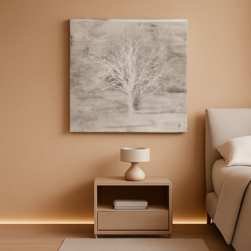 Tree of Life Canvas Wall Art Hand Painted Grey White Beige Paintings Modern Abstract Forest Pictures Artwork for Living Room Bedroom Office Decoration
