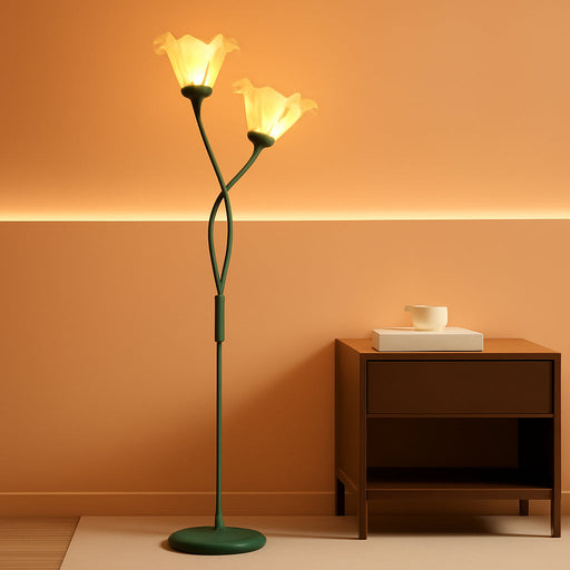 Flower Floor Lamp for Living Room, Modern Dimmable Floor Lamp with DIY Goosenecks & Bulbs Included, Spring Green 2 Light Standing Tall Lamp for Bedroom/Kids Room/Sofa Beside/Corner Decor