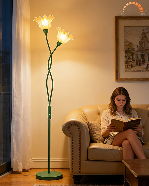 Flower Floor Lamp for Living Room, Modern Dimmable Floor Lamp with DIY Goosenecks & Bulbs Included, Spring Green 2 Light Standing Tall Lamp for Bedroom/Kids Room/Sofa Beside/Corner Decor