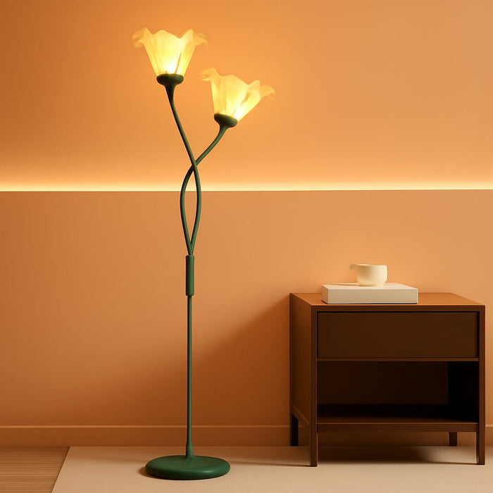 Flower Floor Lamp for Living Room, Modern Dimmable Floor Lamp with DIY Goosenecks & Bulbs Included, Spring Green 2 Light Standing Tall Lamp for Bedroom/Kids Room/Sofa Beside/Corner Decor