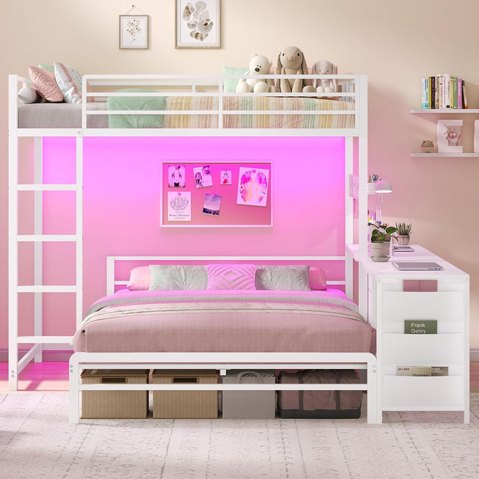 Twin Over Full IndustrialSteel Bunk Bed BrilliantWhite