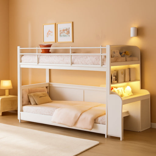 Low Profile Twin Bunk Bed WithIntegratedDeskStorage