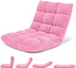 Floor Chair with Back Support, Folding Sofa Chair with 14 Adjustable Position, Padded Sleeper Bed, Couch Recliner, Floor Gaming Chair, Meditation Chair, Gaming Floor Chairs for Adults(Pink)