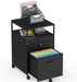 Rolling Mobile File Cabinet W/ 2 Drawers & Open Shelf, Black