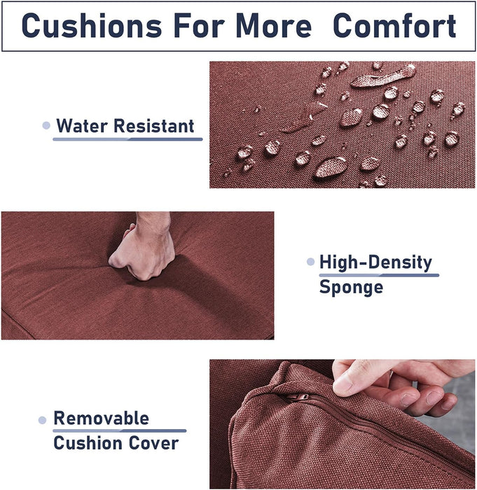 Outdoor Furniture Set: 11 PCS Patio Furniture Set with Outdoor Swivel Rocker Patio Chairs, Yellow/Red