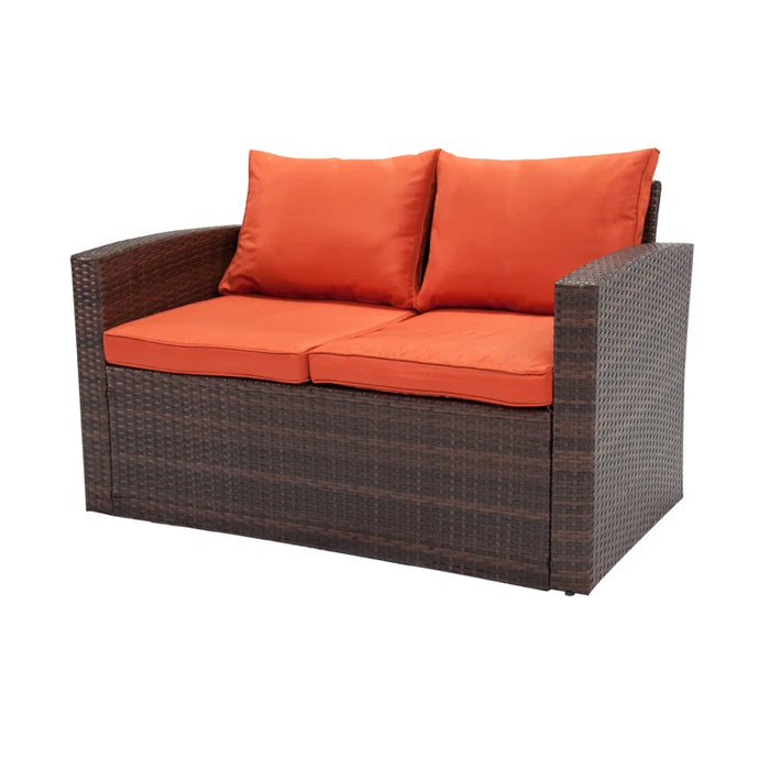 Arlington Outdoor Wicker 7 Person Seating Group with Cushions & Storage