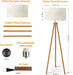 Wood Tripod Floor Lamp, Mid Century Standing Lamp for Living Room, Flaxen Lamp Shade, Modern Design Standing Lamp with E26 Base, Tall Floor Light for Bedroom, Study Room and Office Brown