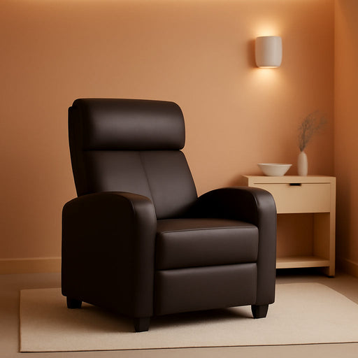 Recliner Chair Faux Leather Recliner Sofa Adjustable Modern Recliner Seat Club Chair Home Theater Seating Brown