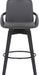 Baylor Mid Century Modern Swivel Bar Stool for Kitchen Island Counter in Gray Faux Leather and Black Wood, 26" Seat Height