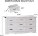 White Dresser for Bedroom, 59'' Wide Wooden Chest of Drawers with Natural Wood Texture, 9 Drawer Dresser for Closet with Metal Handles, Sleek Storage Solution for Living Room, Office, Hallway