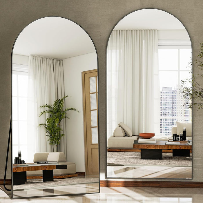-30X71 Inch Wall Mount Arched Full Length Mirror-Aluminum Alloy Frame High Definition-Full Body Mirror for Bedroom or Living Room,Black
