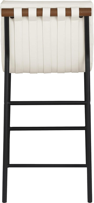 813Cream-C Burke Collection Modern | Contemporary Counter Stool with Soft Cream Vegan Leather, Cream Vegan Leather Straps, Matte Black Metal Frame, 18" W X 24" D X 37.5" H, Cream