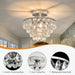 Modern E26 Small Crystal Chandelier Semi Flush Mount Ceiling Light Fixture Silver Ceiling Lamp for Hallway Bedroom Bathroom Closet Bedroom Foyer （Chrome）