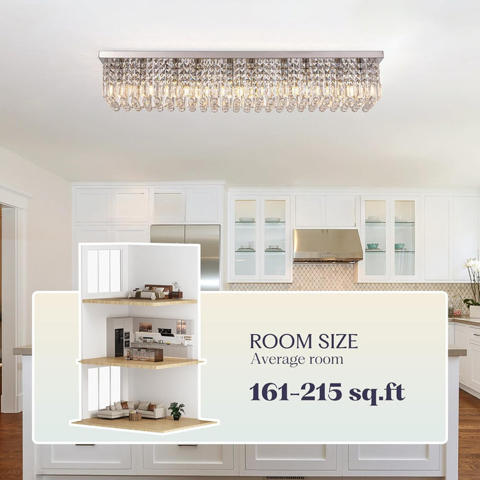 Rectangular Crystal Chandelier 47 Inch Flush Mount