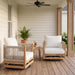 Sue Outdoor Acacia Wood Swivel Accent Chairs Set of 2 with Cushions, 360° Rotating Lounge Chair Outdoor with Rope Accent, Outdoor Swivel Chairs for Garden, Natural + Beige