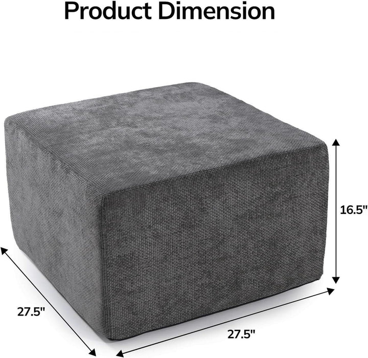 Ottoman for Modular Sectional Cloud Couch, Chenille Deep Seat Boneless Couch for Living Room, Bedroom and Apartment, No Assembly Required, DIY Combination, Dark Grey